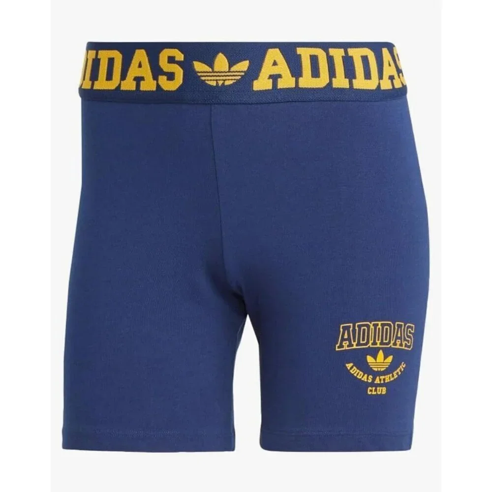 Adidas Womens Booty Shorts Blue/Yellow Size S Athletic Fit Cotton Blend Comfort